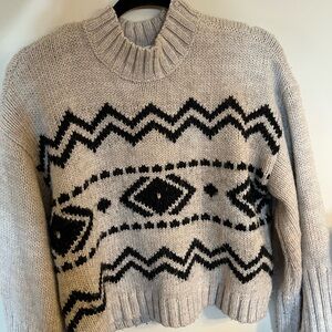 cupcakes & cashmere Black and Cream Patterned Turtleneck Sweater
